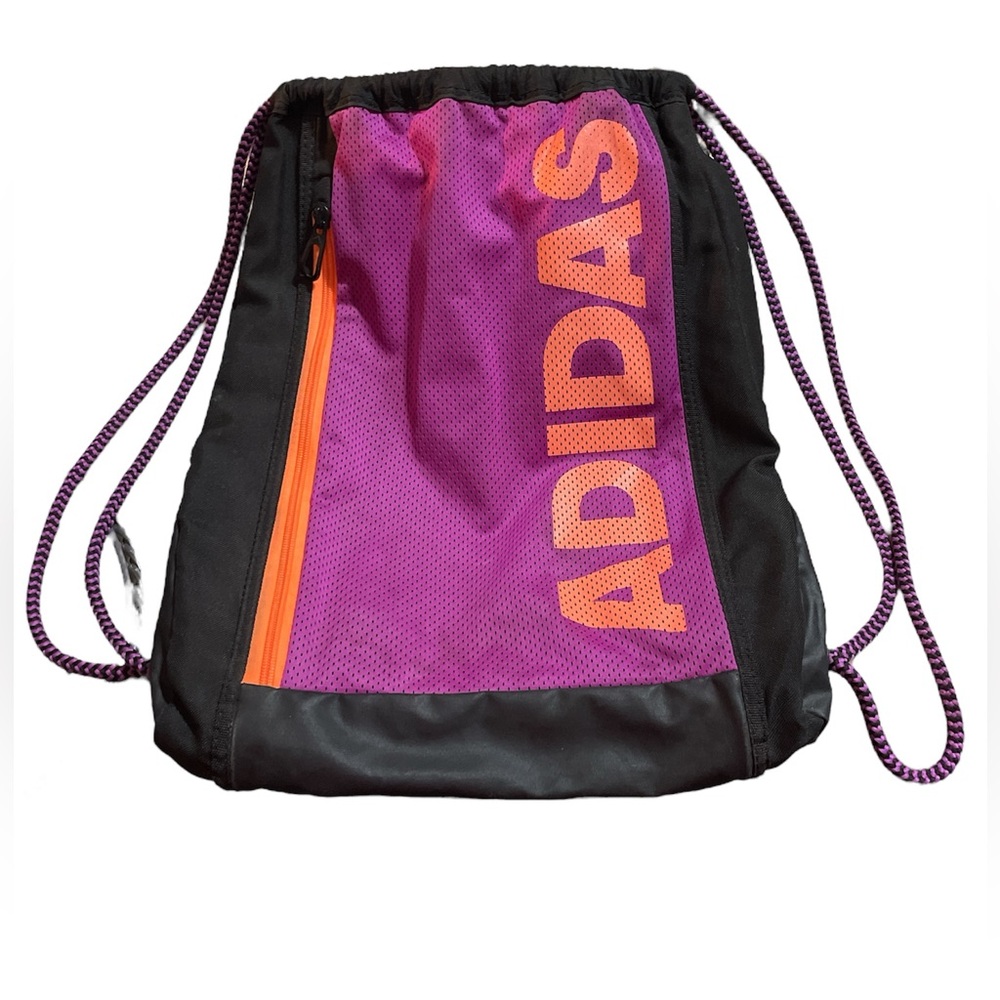 Adidas Purple and Black Drawstring Bag